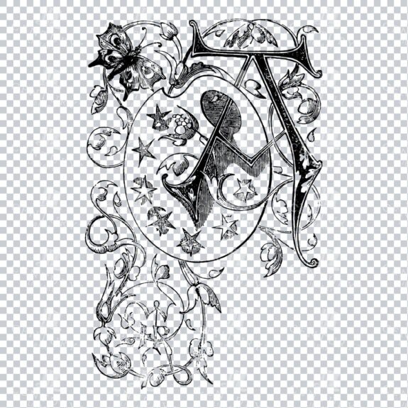 Vintage Decorative Drop Capital A