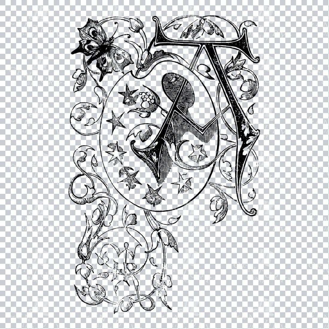 Vintage Decorative Drop Capital A