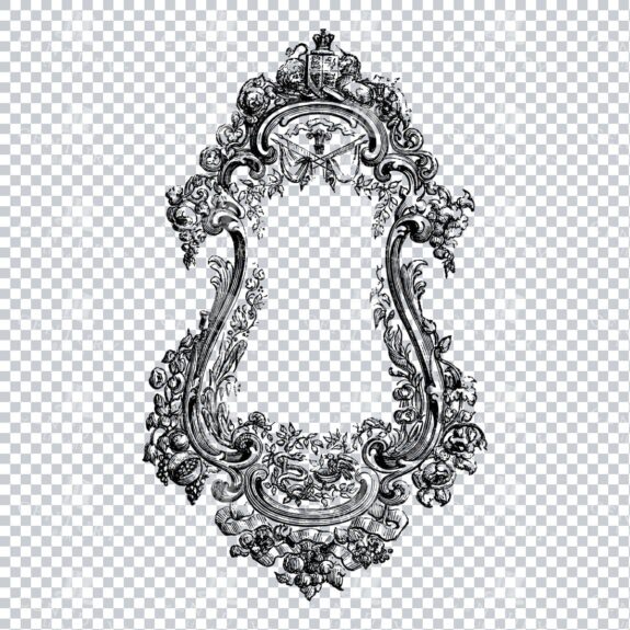 Vintage Decorative Line Art Illustration - Floral - Border - Frame - Pattern No.12