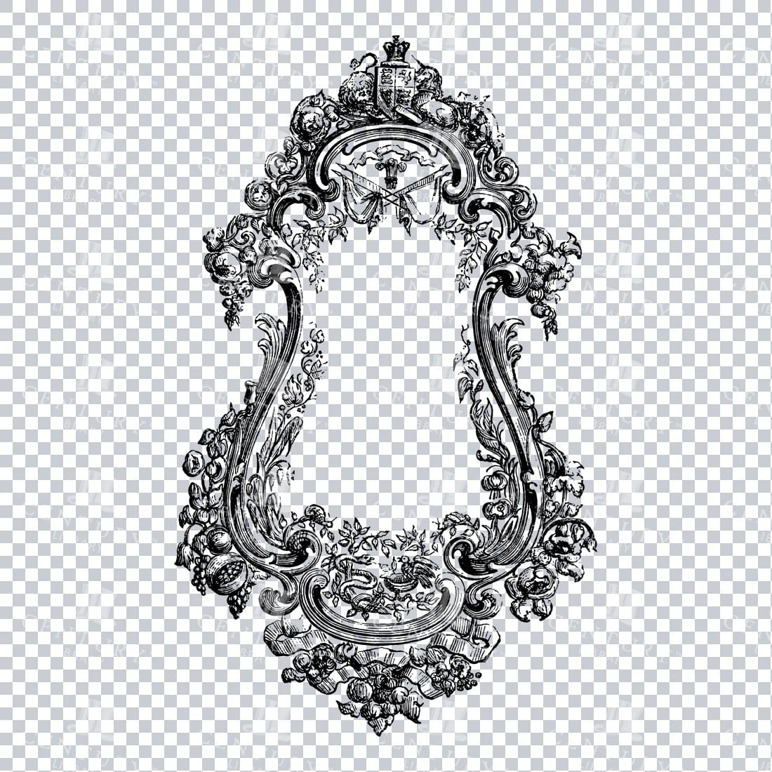 Vintage Decorative Line Art Illustration - Floral - Border - Frame - Pattern No.12