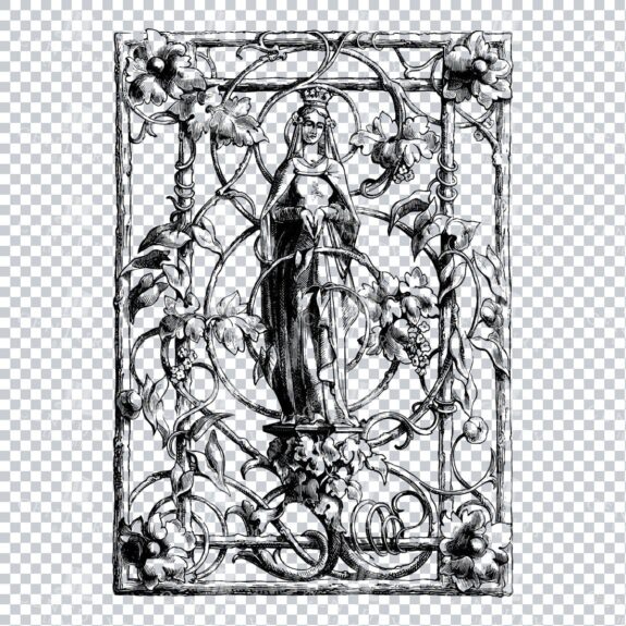 Vintage Decorative Line Art Illustration - Floral - Border - Frame - Pattern No.13