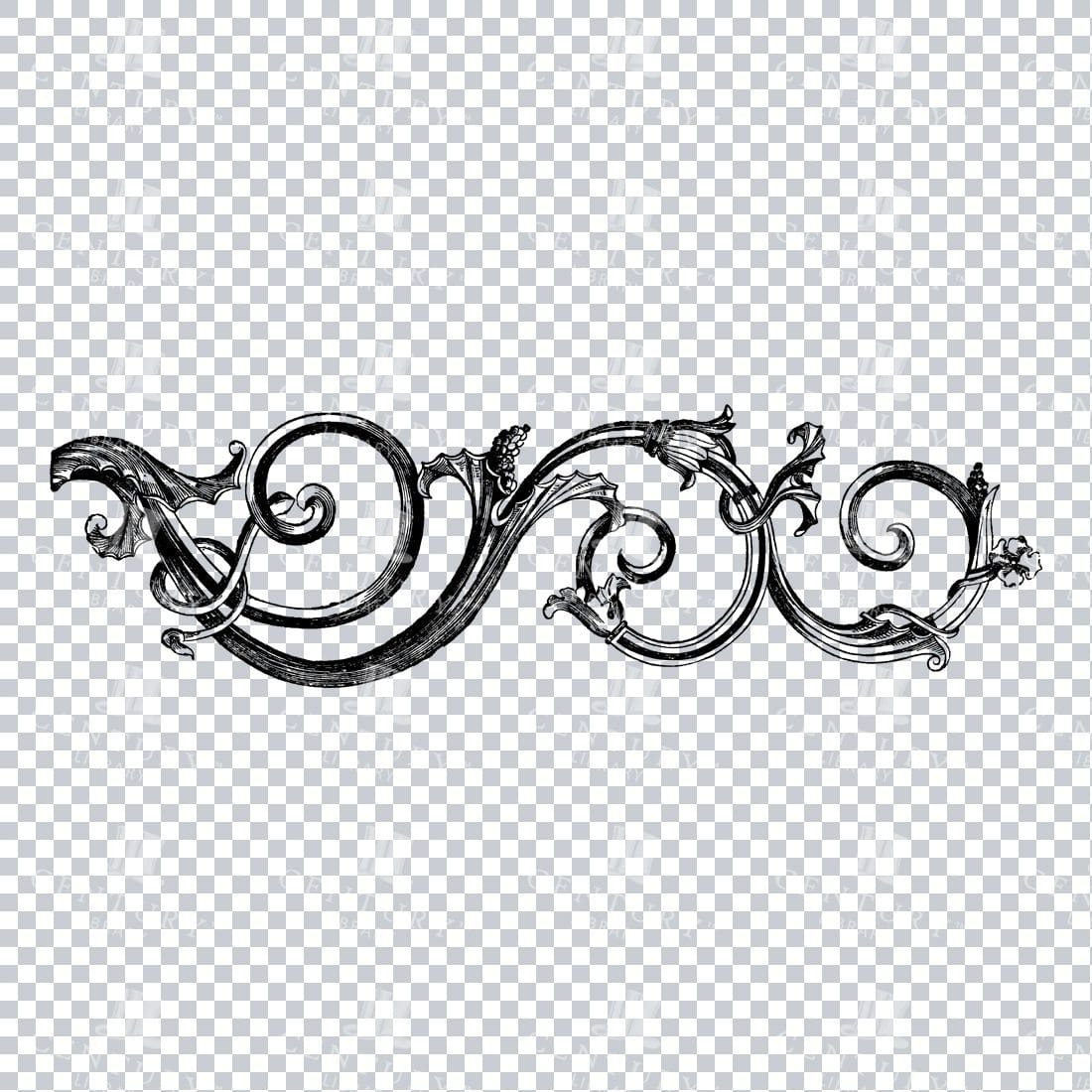 Vintage Decorative Line Art Illustration - Floral - Border - Frame - Pattern No.14