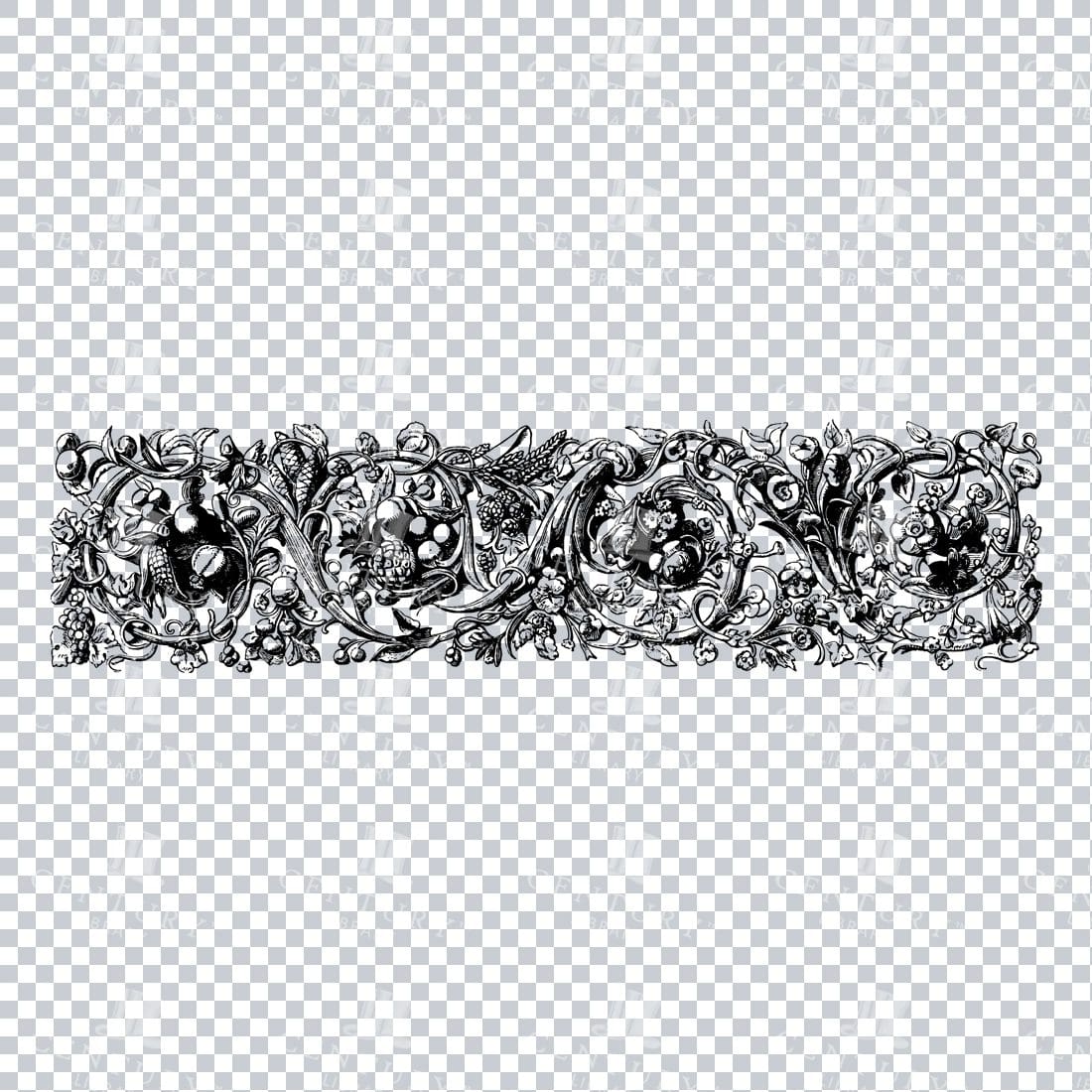 Vintage Decorative Line Art Illustration - Floral - Border - Frame - Pattern No.15