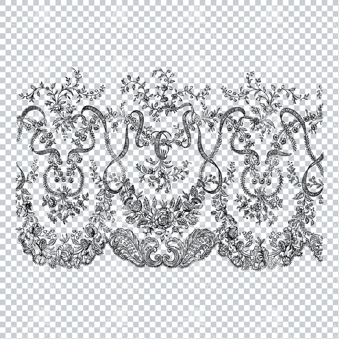 Vintage Decorative Line Art Illustration - Floral - Border - Frame - Pattern No.16