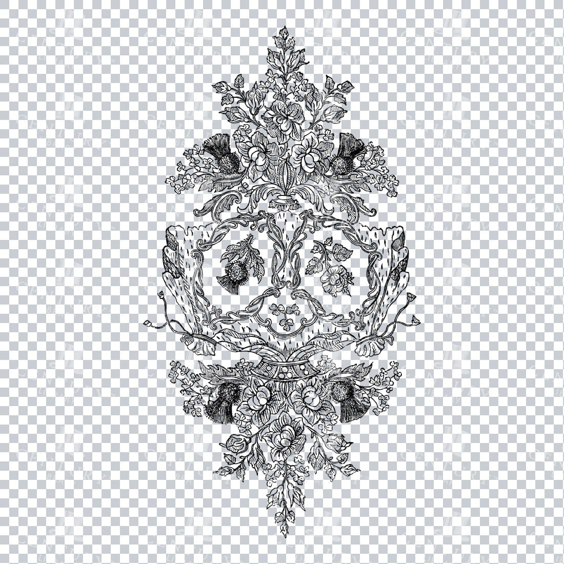 Vintage Decorative Line Art Illustration - Floral - Border - Frame - Pattern No.19