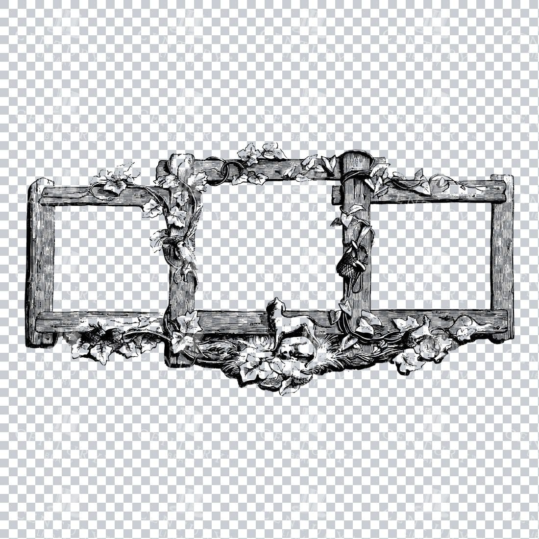 Vintage Decorative Line Art Illustration - Floral - Border - Frame - Pattern No.20