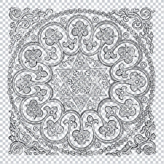 Vintage Decorative Line Art Illustration - Floral - Border - Frame - Pattern No.22