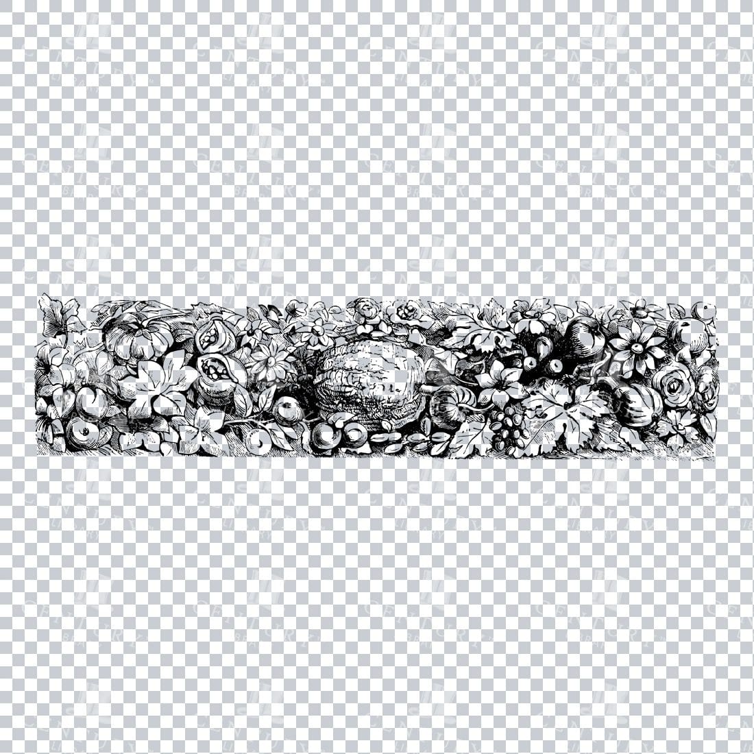 Vintage Decorative Line Art Illustration - Floral - Border - Frame - Pattern No.25