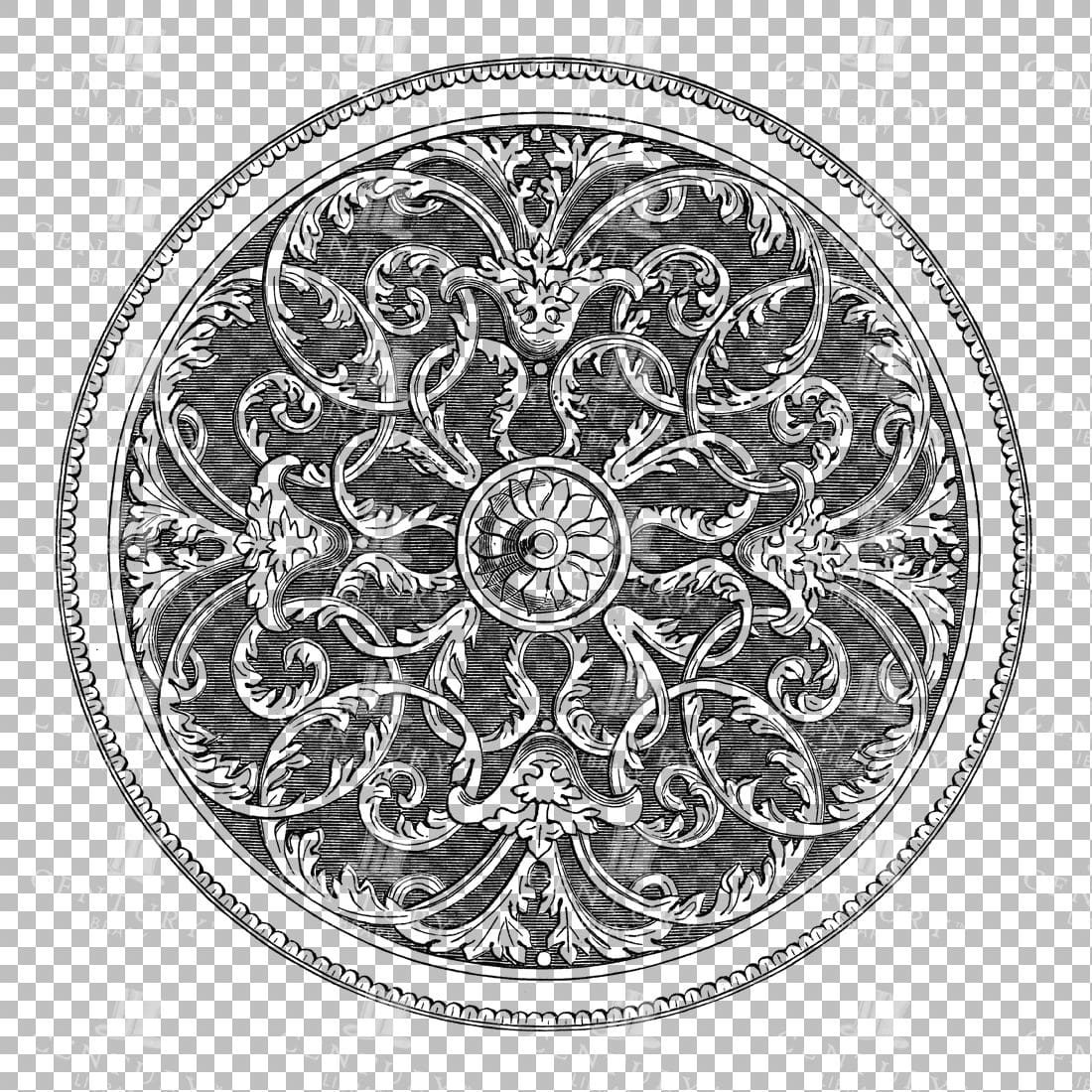 Vintage Decorative Line Art Illustration - Floral - Border - Frame - Pattern No.28