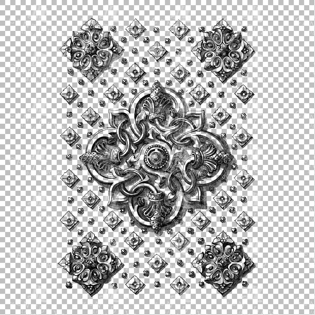 Vintage Decorative Line Art Illustration - Floral - Border - Frame - Pattern No.31