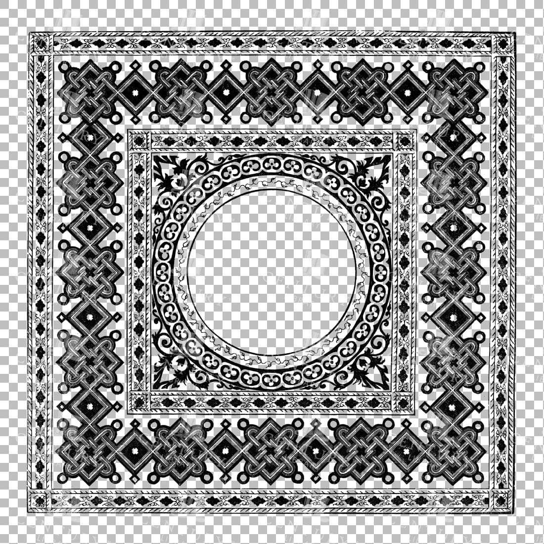 Vintage Decorative Line Art Illustration - Floral - Border - Frame - Pattern No.33