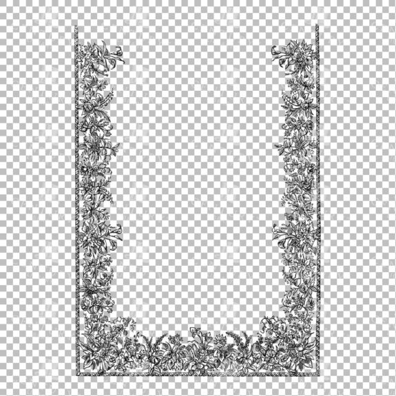 Vintage Decorative Line Art Illustration - Floral - Border - Frame - Pattern No.36