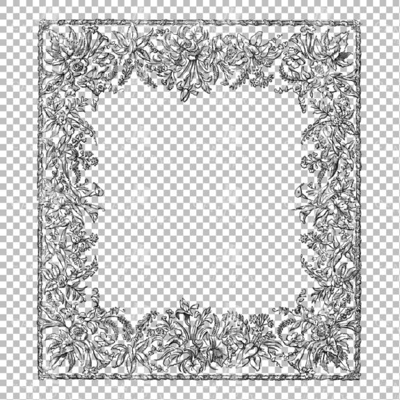 Vintage Decorative Line Art Illustration - Floral - Border - Frame - Pattern No.37