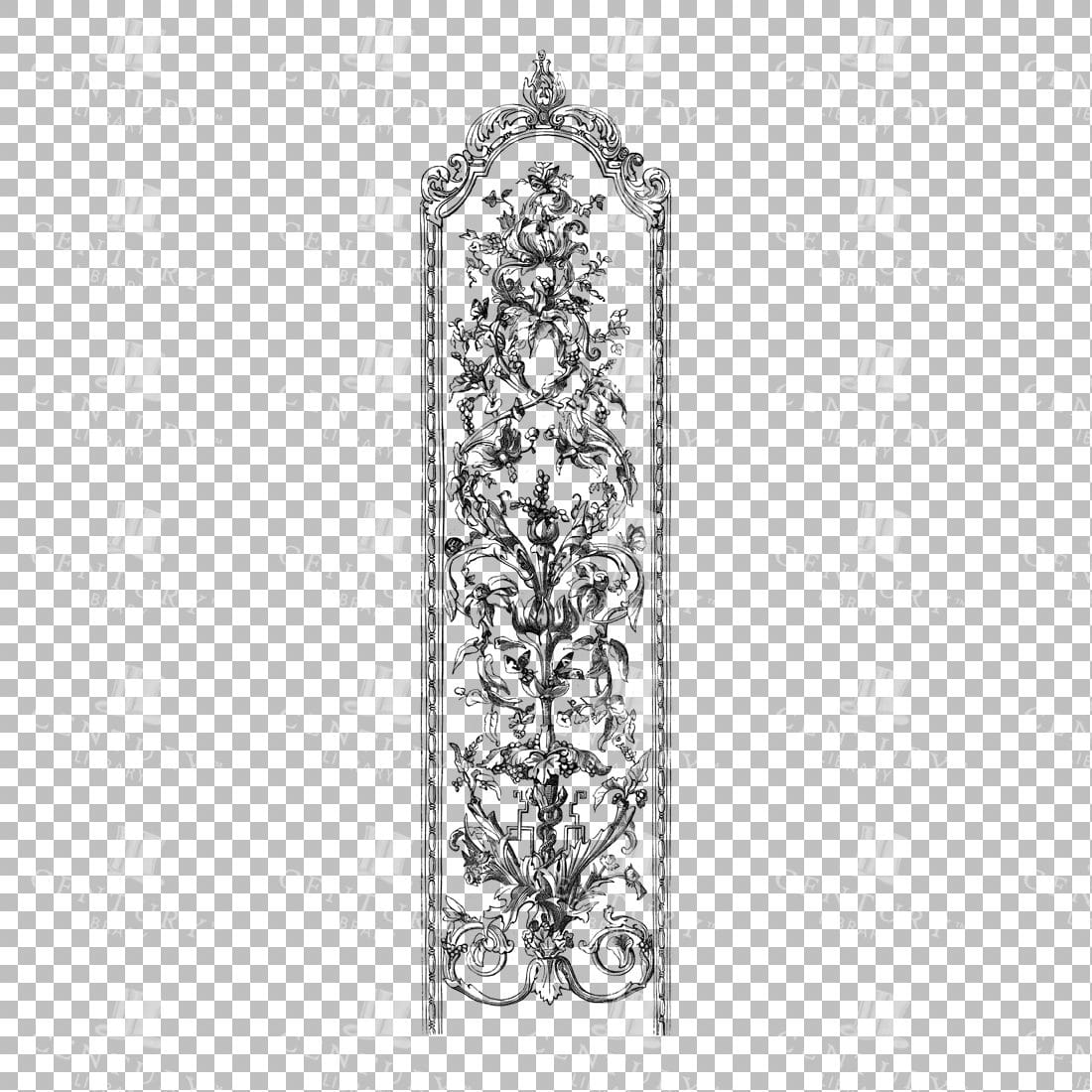 Vintage Decorative Line Art Illustration - Floral - Border - Frame - Pattern No.41
