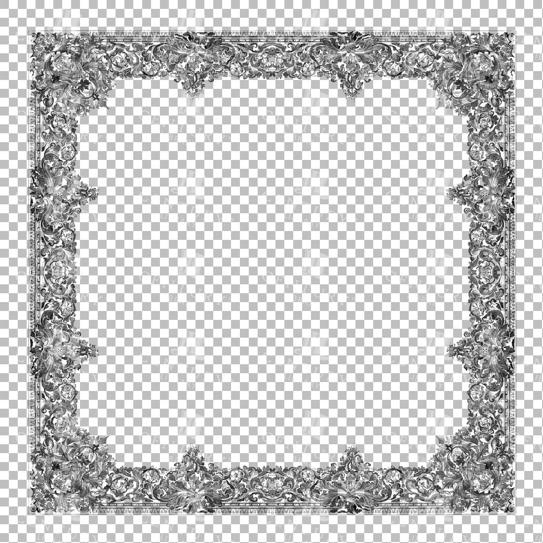 Vintage Decorative Line Art Illustration - Floral - Border - Frame - Pattern No.42