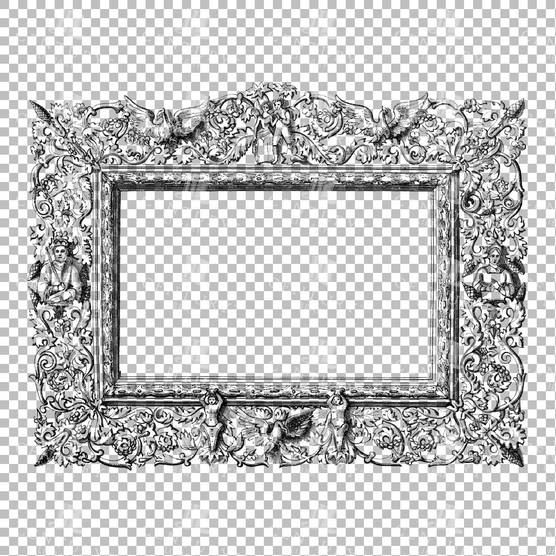 Vintage Decorative Line Art Illustration - Floral - Border - Frame - Pattern No.48