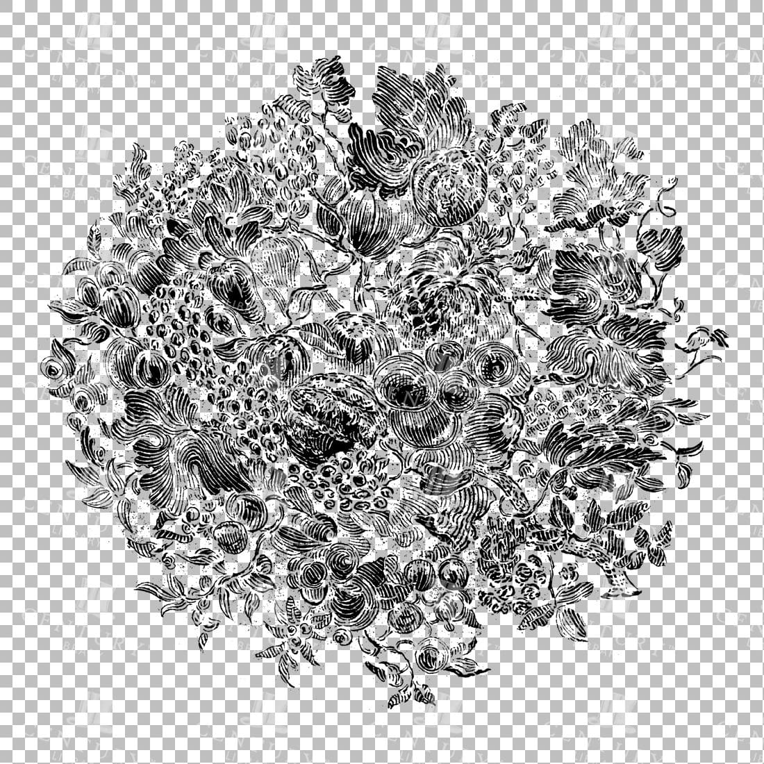 Vintage Decorative Line Art Illustration - Floral - Border - Frame - Pattern No.52