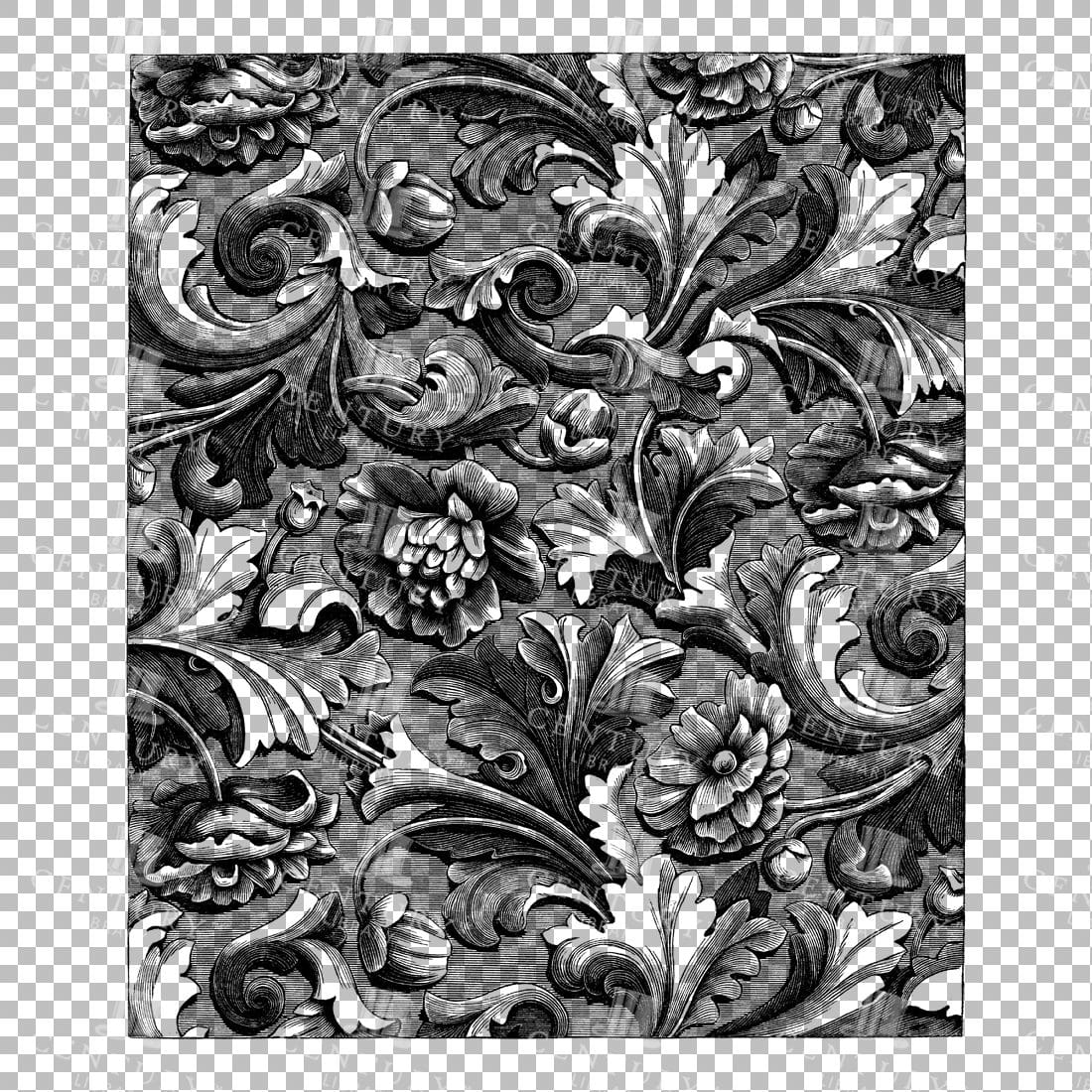 Vintage Decorative Line Art Illustration - Floral - Border - Frame - Pattern No.56