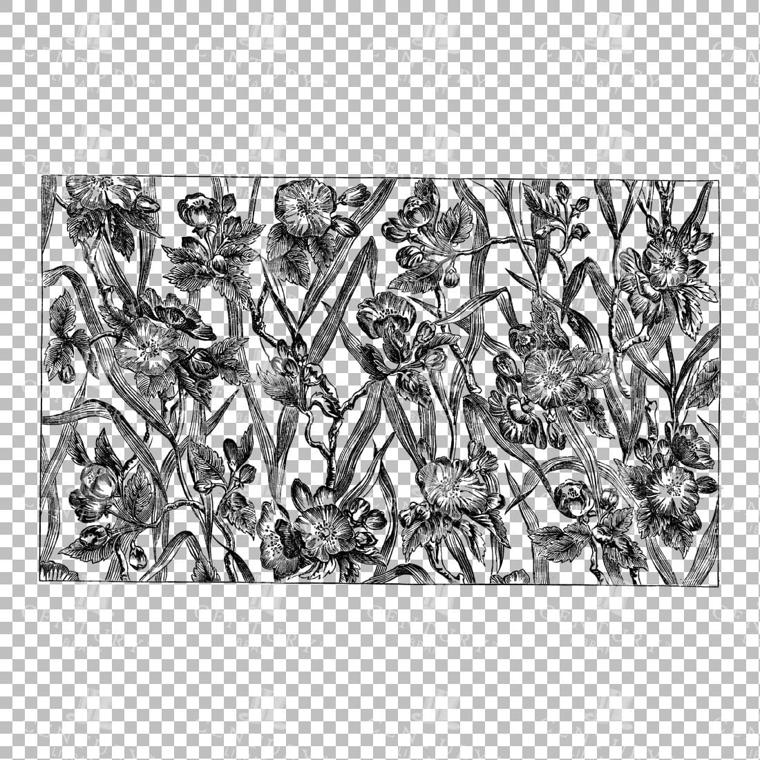 Vintage Decorative Line Art Illustration - Floral - Border - Frame - Pattern No.57