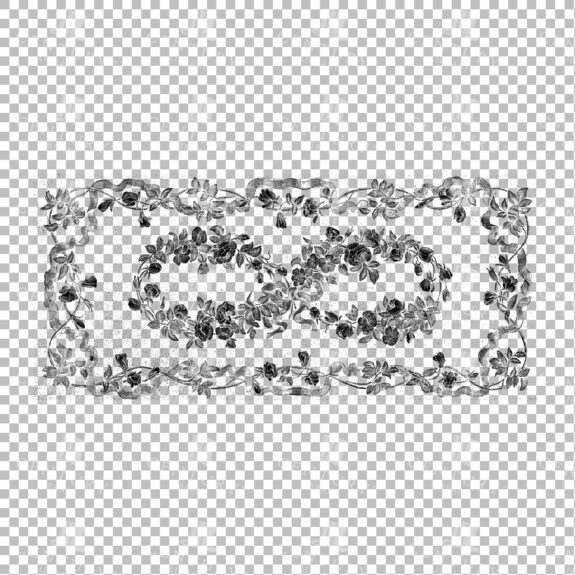 Vintage Decorative Line Art Illustration - Floral - Border - Frame - Pattern No.60