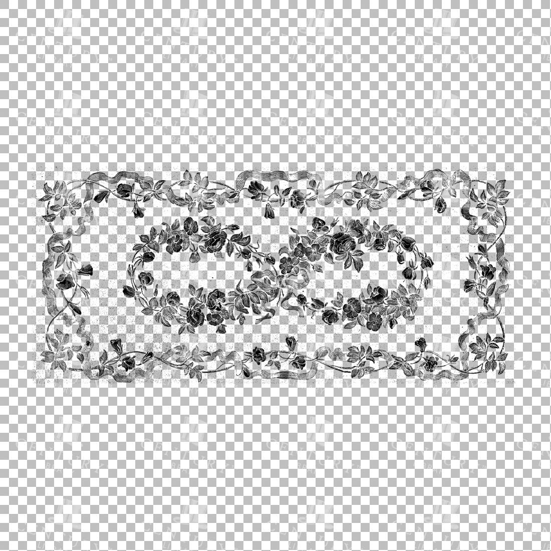 Vintage Decorative Line Art Illustration - Floral - Border - Frame - Pattern No.60