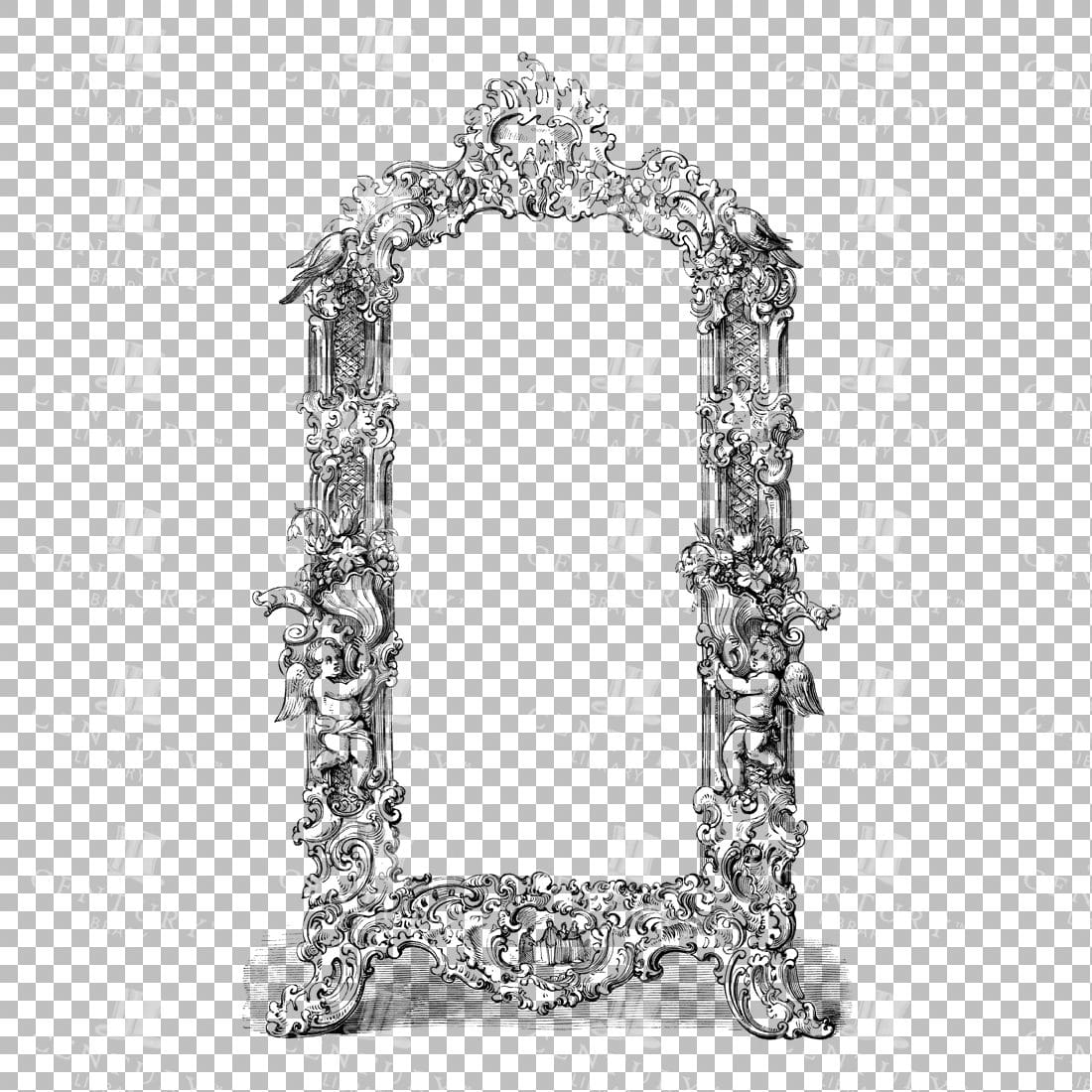 Vintage Decorative Line Art Illustration - Floral - Border - Frame - Pattern No.66