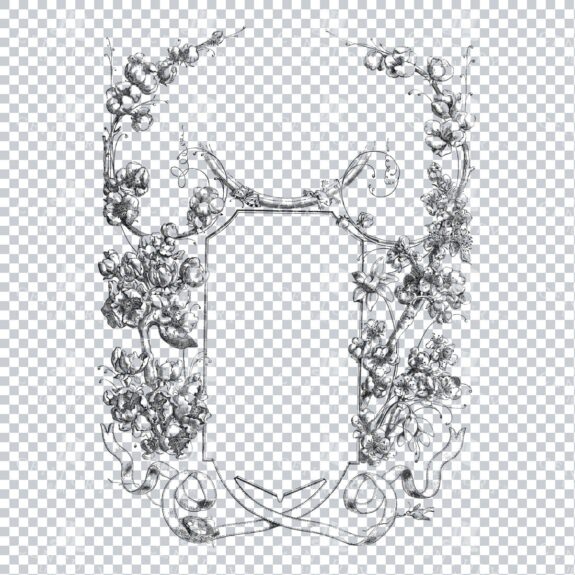Vintage Decorative Line Art Illustration - Floral - Border - Frame - Pattern No.67