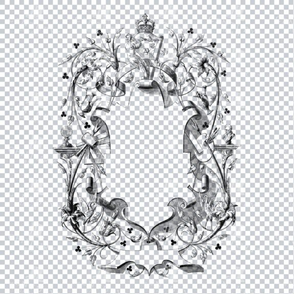 Vintage Decorative Line Art Illustration - Floral - Border - Frame - Pattern No.74
