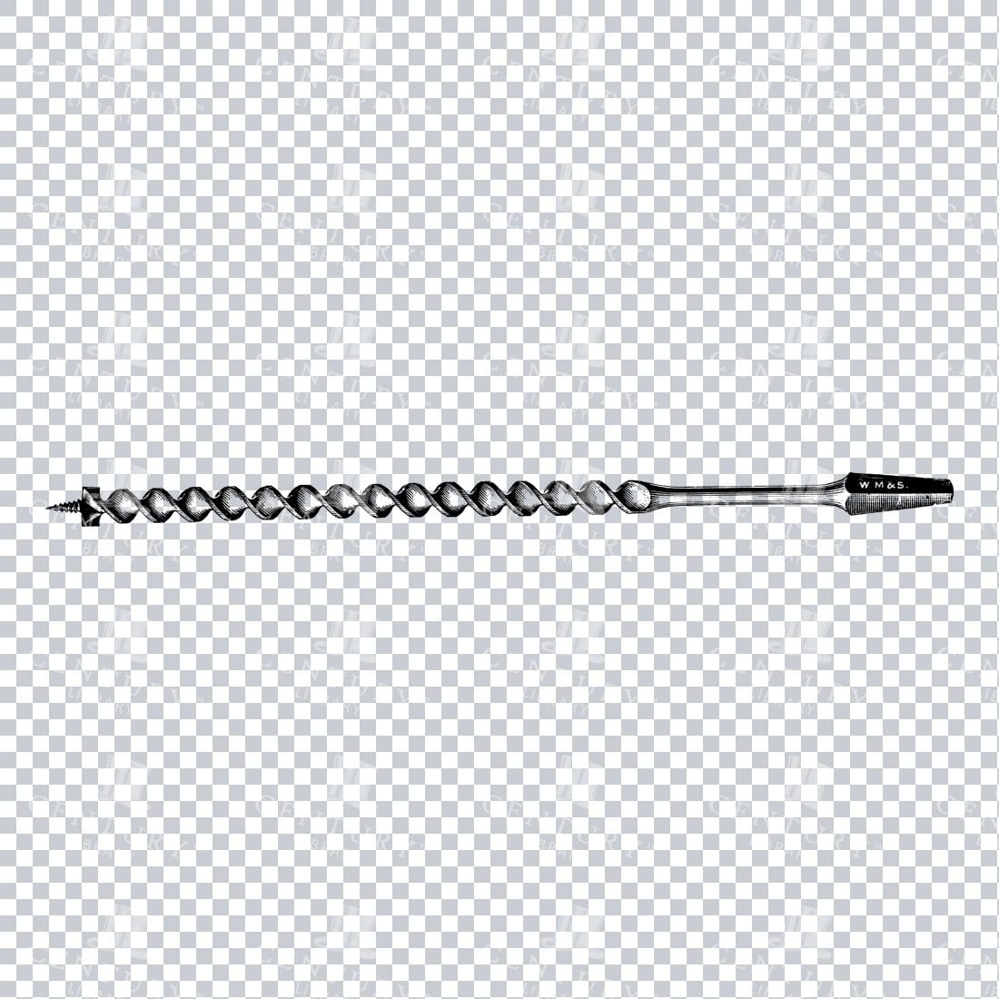Craftsman Tools - Black and White Illustration of a Drill Bit No.1