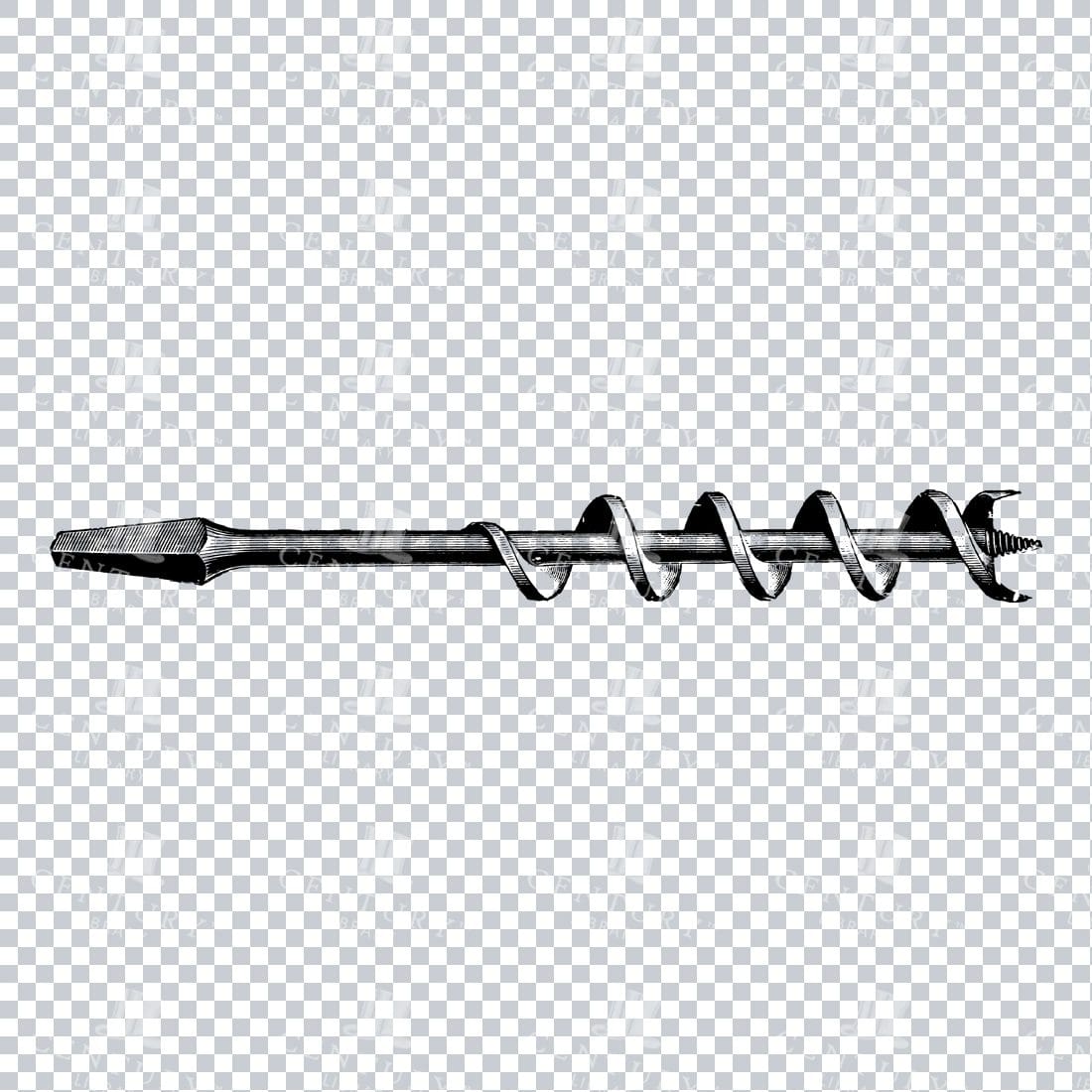 Craftsman Tools - Black and White Illustration of a Drill Bit No.2