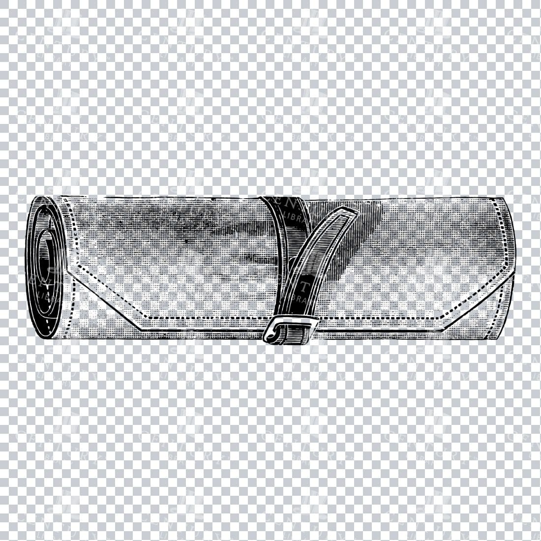 Craftsman Tools - Black and White Illustration of a Drill Bit Roll Case No.2
