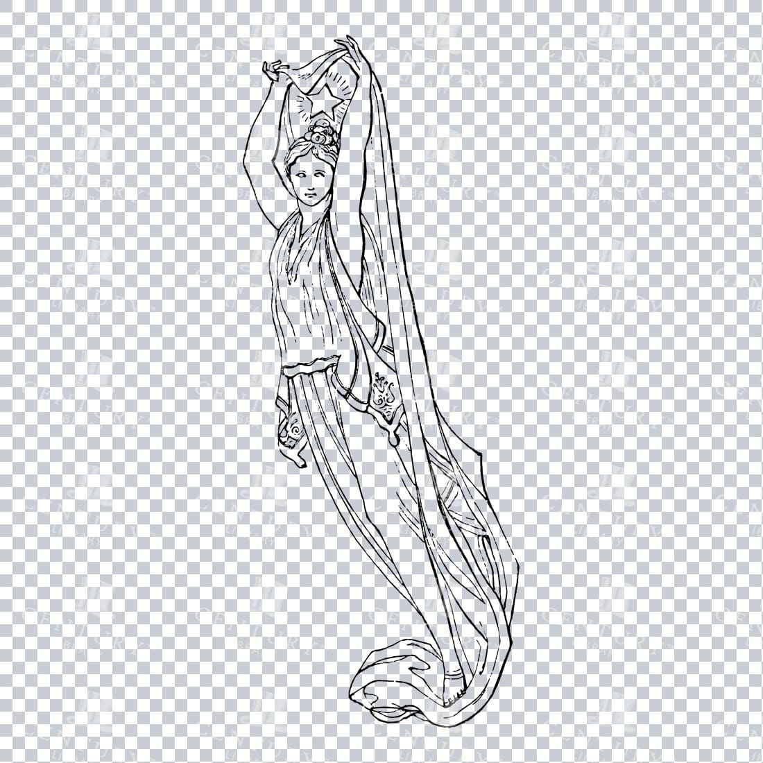 Illustration of a Female Wrapped in a Cloak