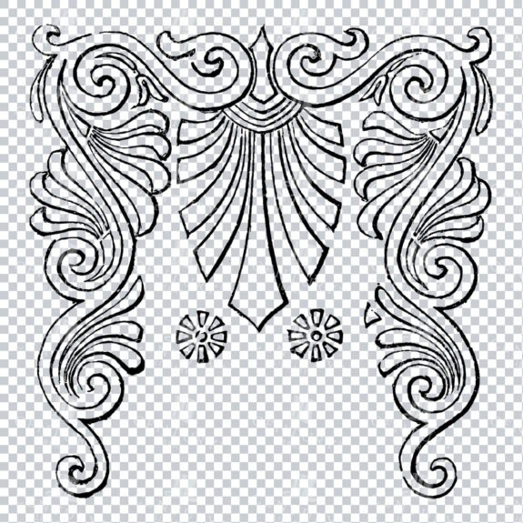 Vintage Decorative Line Art Illustration - Floral - Border - Frame - Pattern No.78