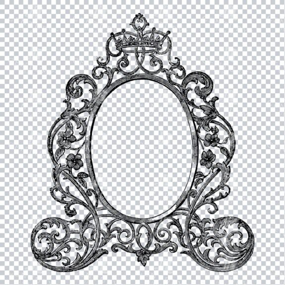Vintage Decorative Line Art Illustration - Floral - Border - Frame - Pattern No.79