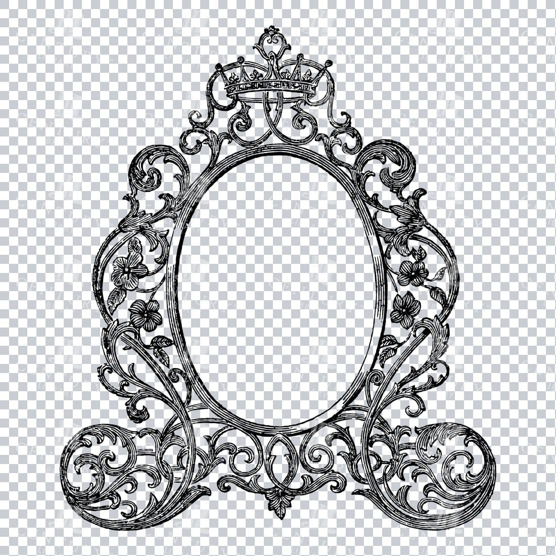 Vintage Decorative Line Art Illustration - Floral - Border - Frame - Pattern No.79