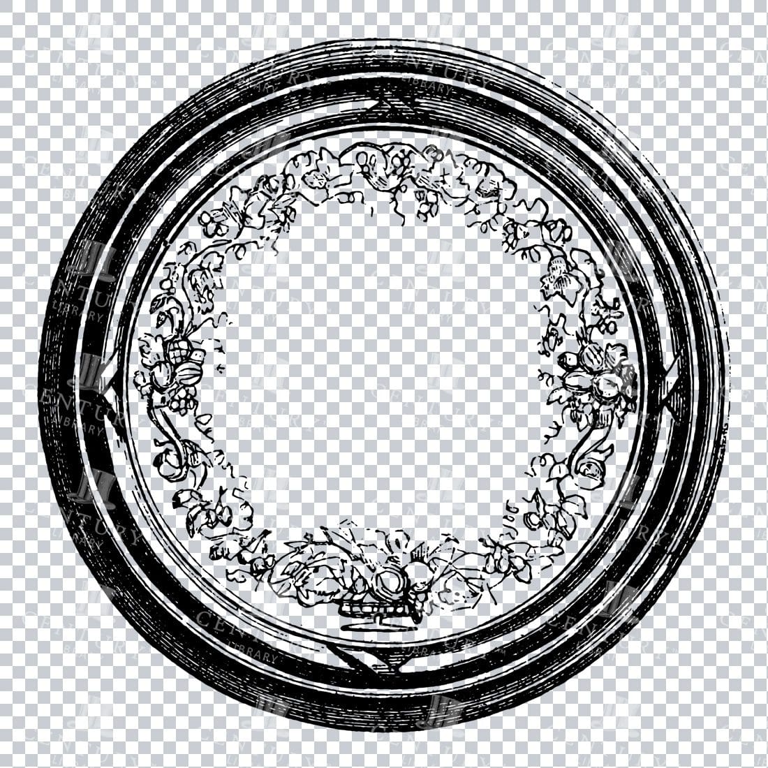Vintage Decorative Line Art Illustration - Floral - Border - Frame - Pattern No.82