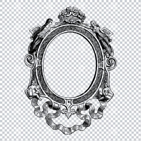 Vintage Decorative Line Art Illustration - Floral - Border - Frame - Pattern No.83