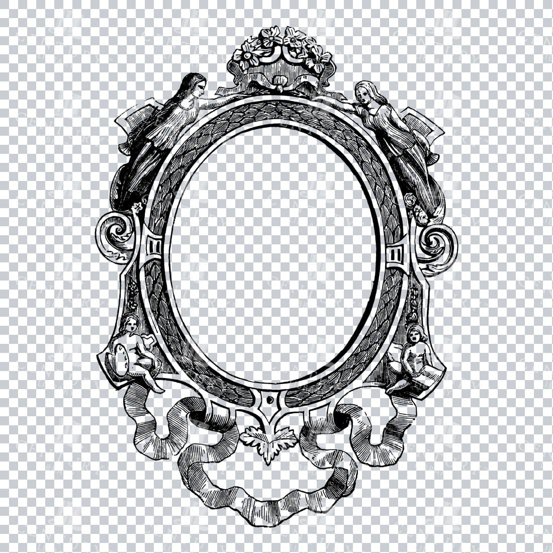Vintage Decorative Line Art Illustration - Floral - Border - Frame - Pattern No.83