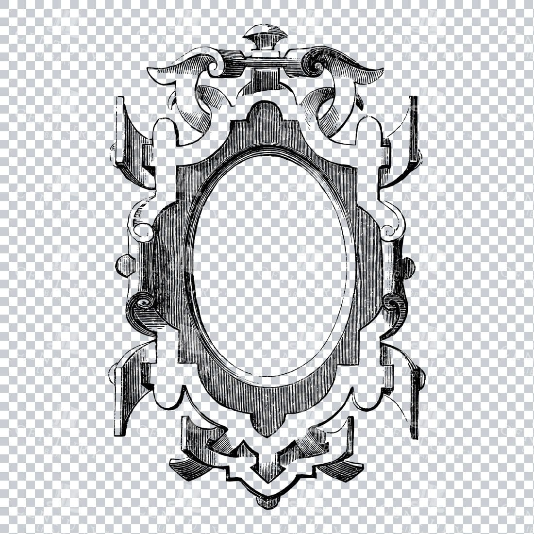 Vintage Decorative Line Art Illustration - Floral - Border - Frame - Pattern No.85