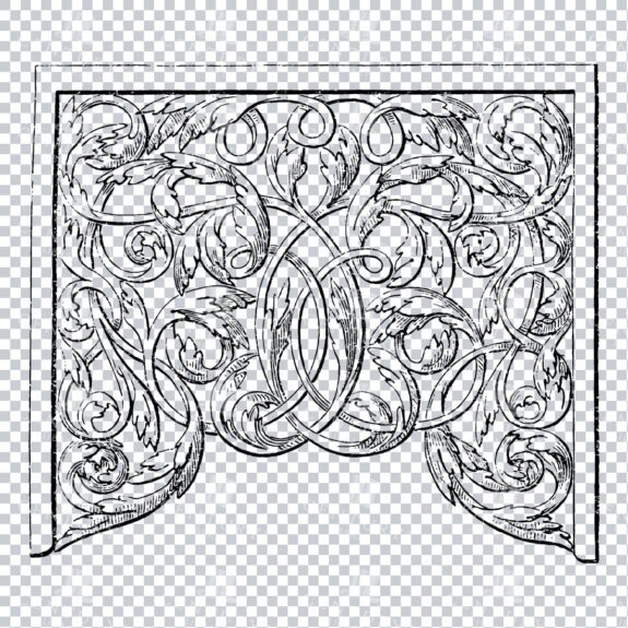 Vintage Decorative Line Art Illustration - Floral - Border - Frame - Pattern No.89