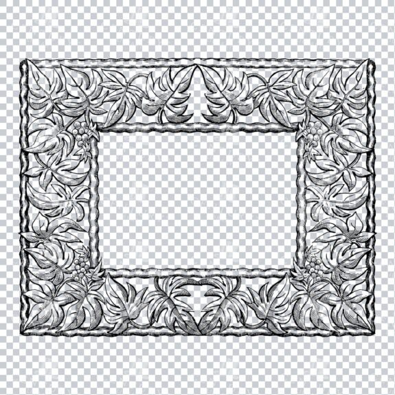 Vintage Decorative Line Art Illustration - Floral - Border - Frame - Pattern No.90