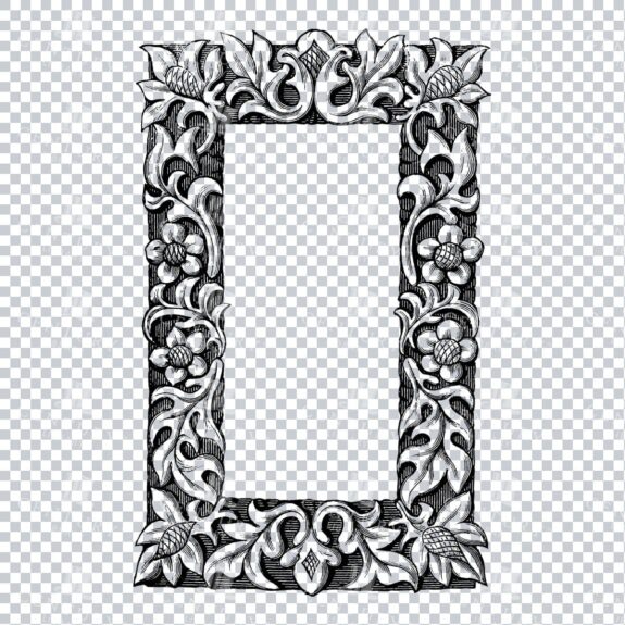Vintage Decorative Line Art Illustration - Floral - Border - Frame - Pattern No.92