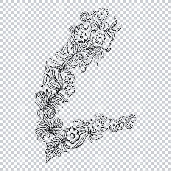 Vintage Decorative Line Art Illustration - Floral - Border - Frame - Pattern No.97