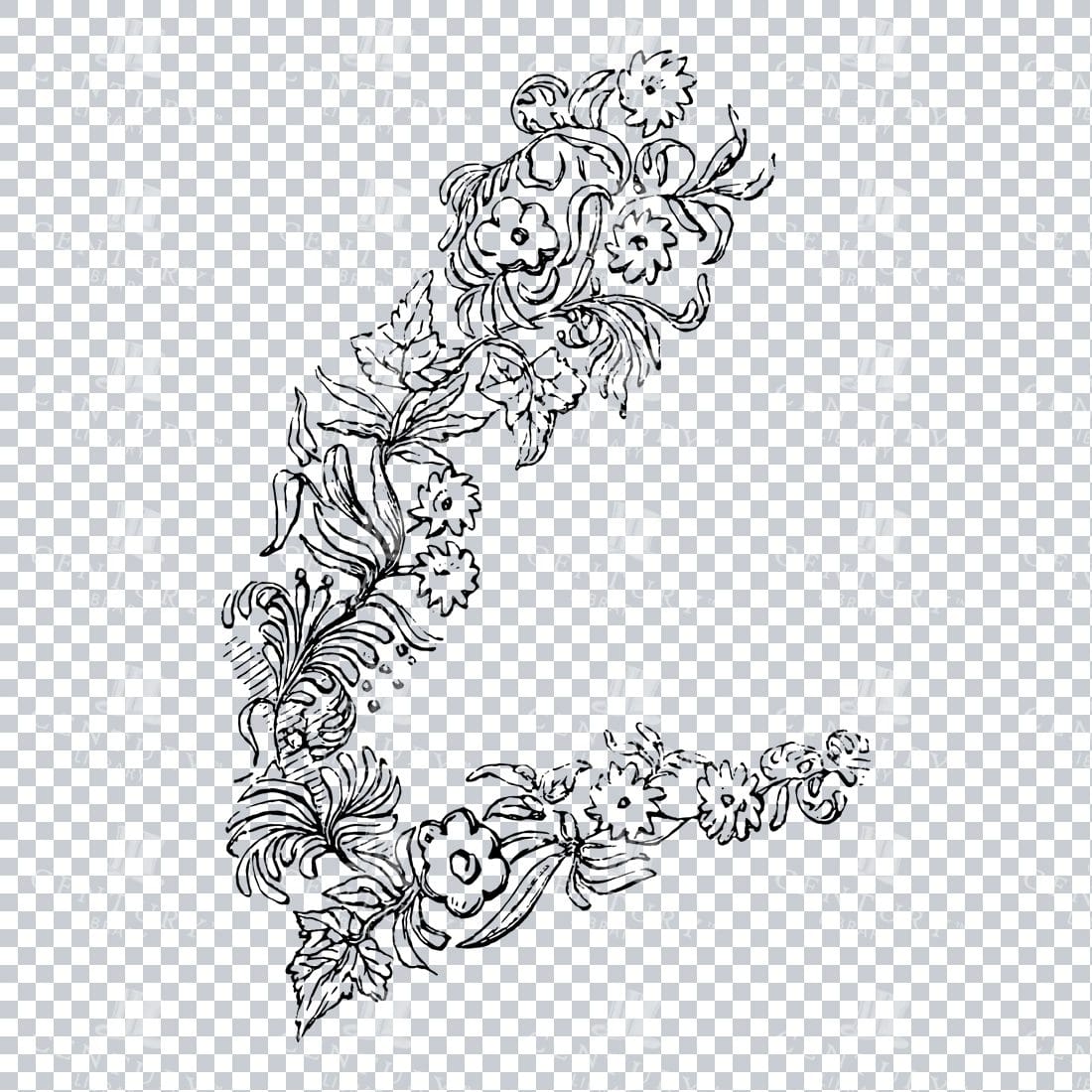 Vintage Decorative Line Art Illustration - Floral - Border - Frame - Pattern No.97