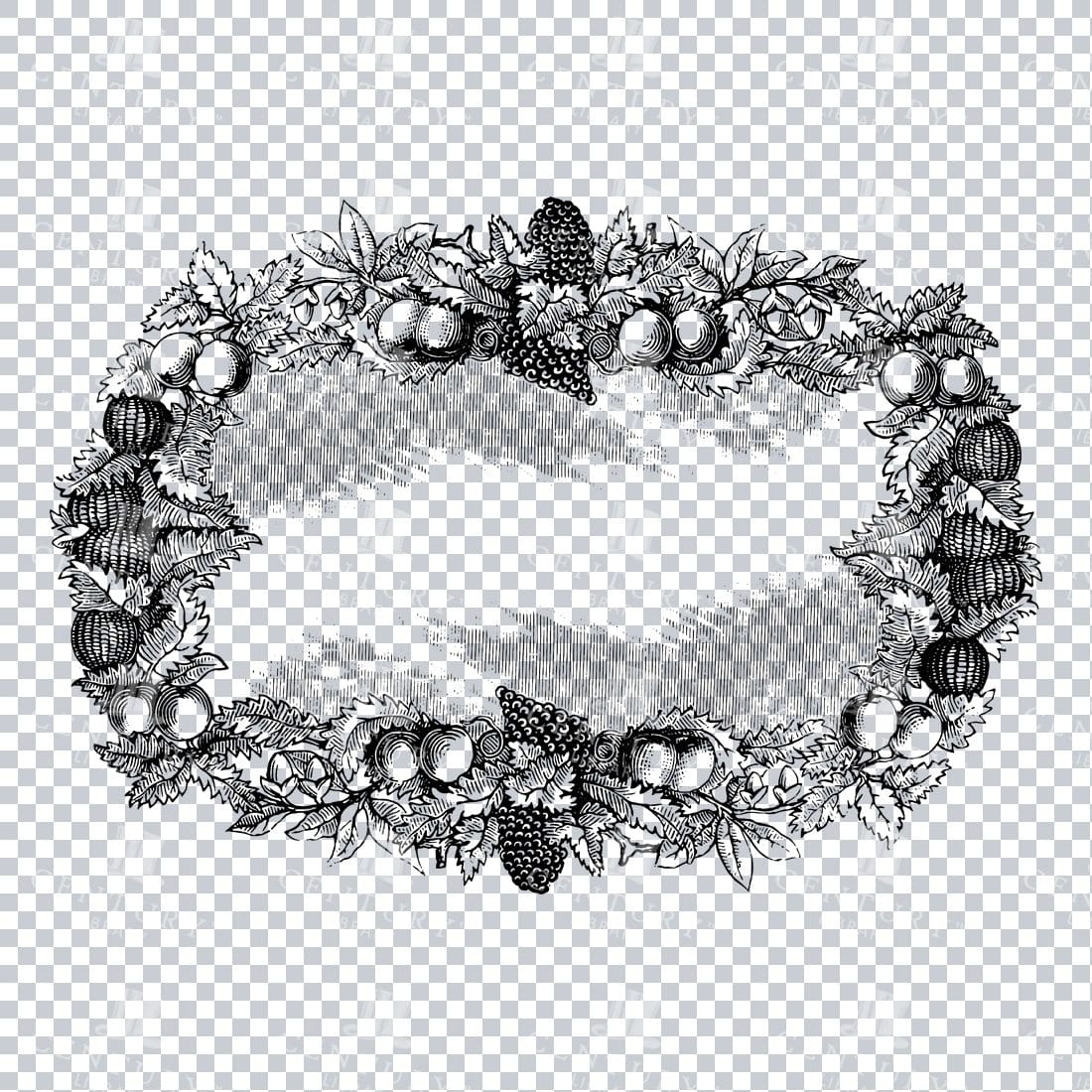 Vintage Decorative Line Art Illustration - Floral - Border - Frame - Pattern No.99