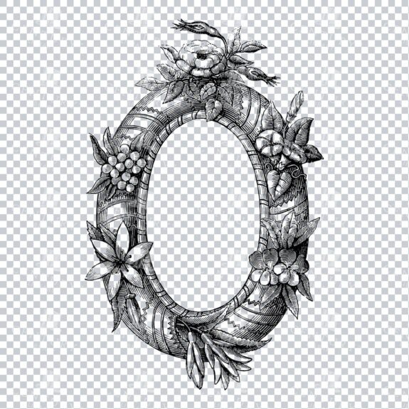 Vintage Decorative Line Art Illustration - Floral - Border - Frame - Pattern No.101