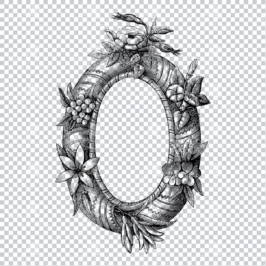 Vintage Decorative Line Art Illustration - Floral - Border - Frame - Pattern No.101