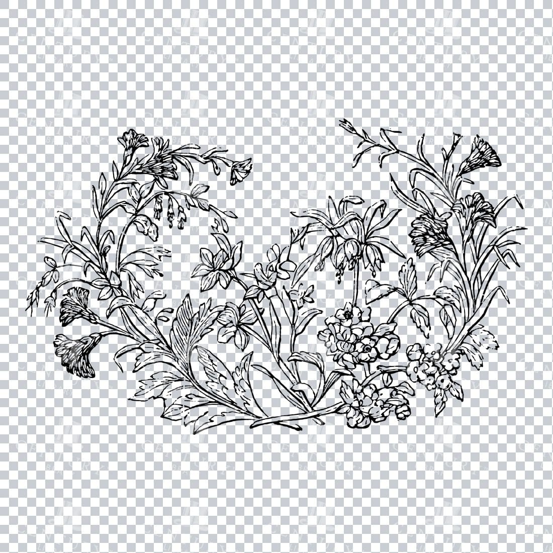Vintage Decorative Line Art Illustration - Floral - Border - Frame - Pattern No.102
