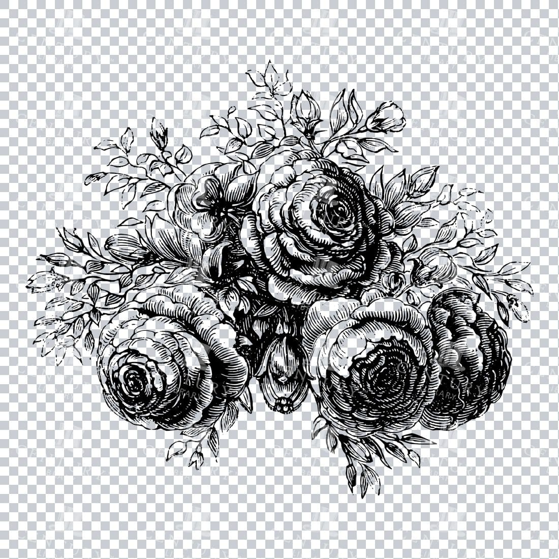 Vintage Decorative Line Art Illustration - Floral - Border - Frame - Pattern No.106