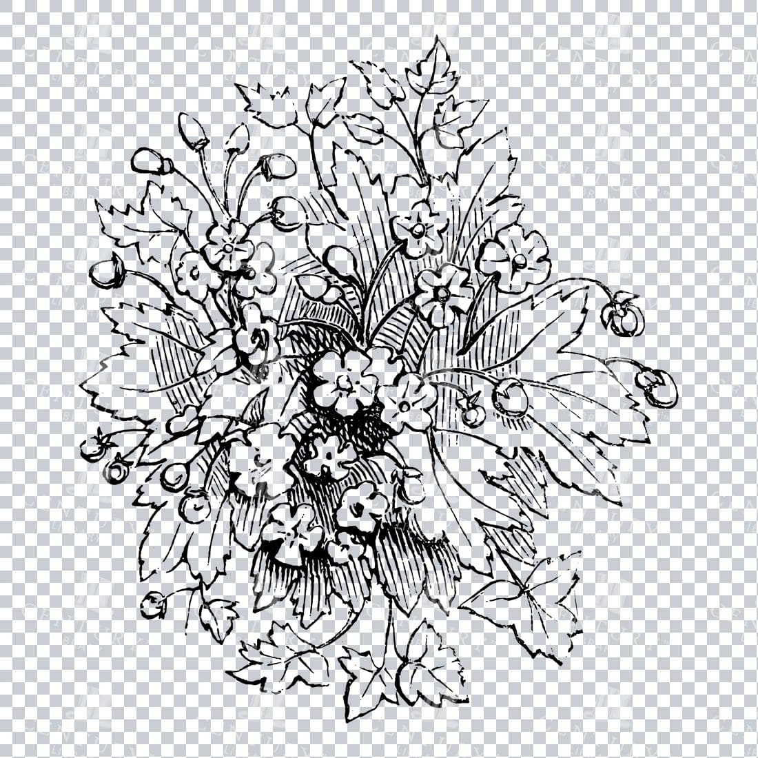 Vintage Decorative Line Art Illustration - Floral - Border - Frame - Pattern No.111